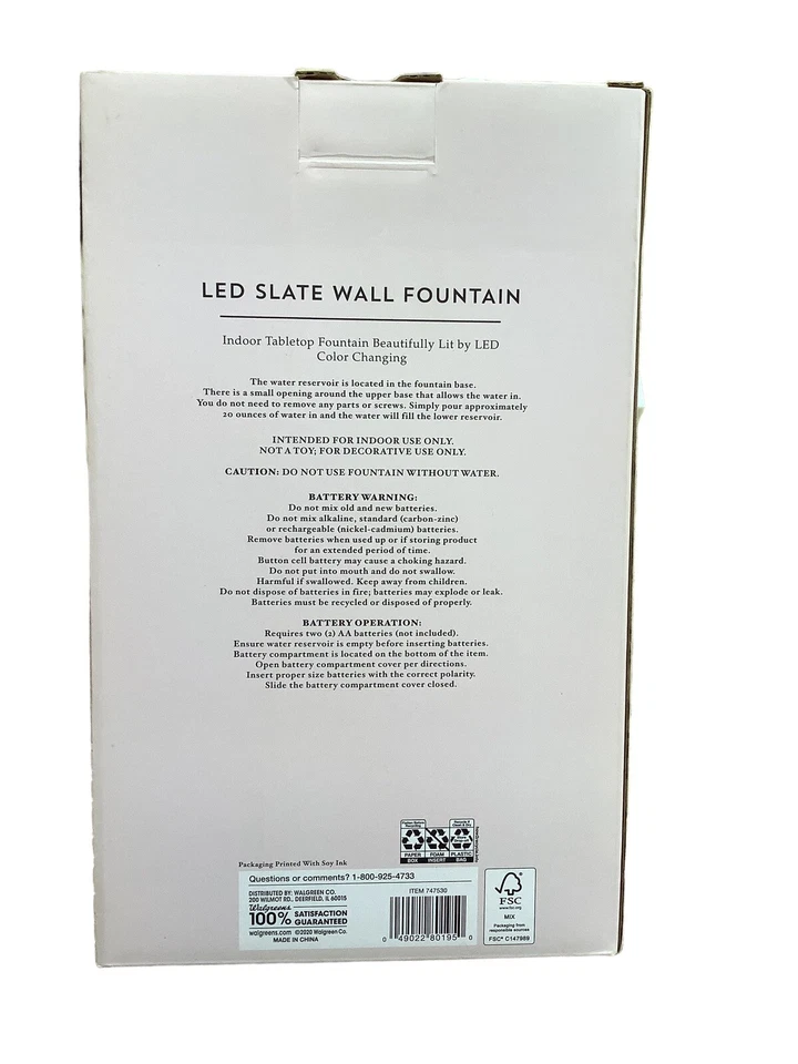 Modern Expressions LED Water Fountain Cascading Wall Tabletop Color Changing NIB - Image 2 of 2