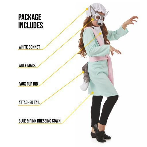 VENTA Máscara Disfraz Abuela Lobo Niños S - XL para Caperucita Roja Halloween Foto 4 de 4