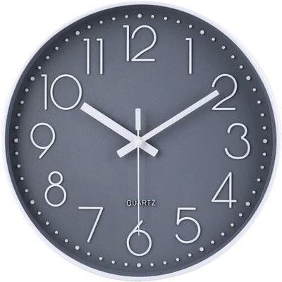 jomparis Wall Clock 12 Inch Non-Ticking Silent Battery Operated Round Wall Cl...