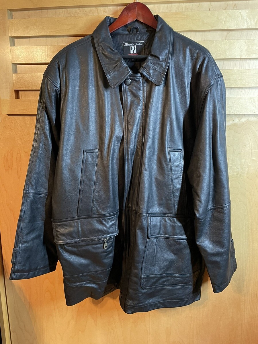 Marquis Men's Genuine Leather Jacket Size XL Full Zip Snaps Marquis Men's Genuine Leather Jacket Size XL Full Zip Snaps
