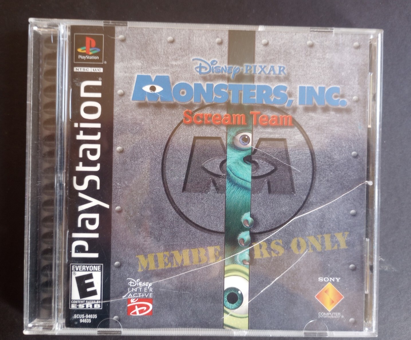 Monsters Inc Scream Team PS1 Playstation Tested, authentic Disney Pixar Black