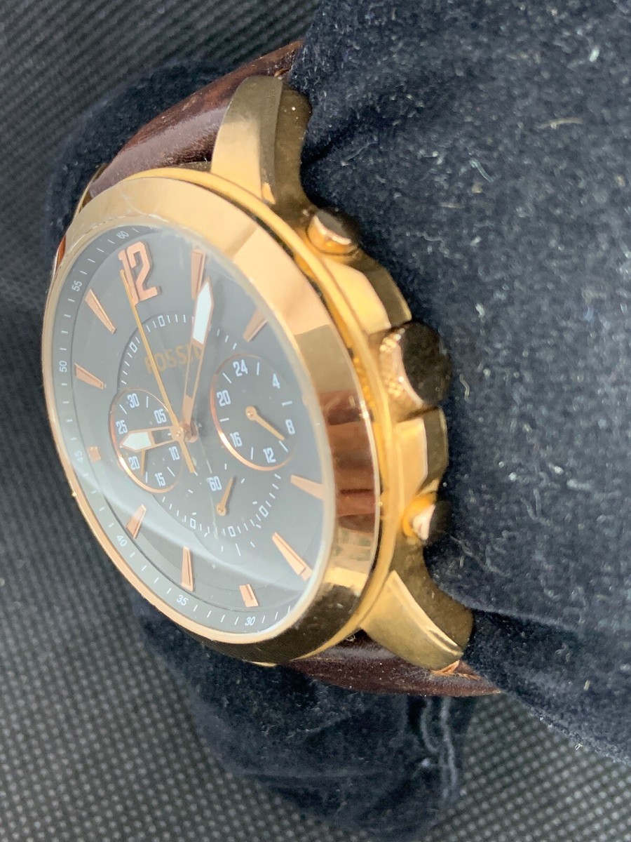 Fossil FS4648 Men's Watch Chronograph Brown Dial Leather Band