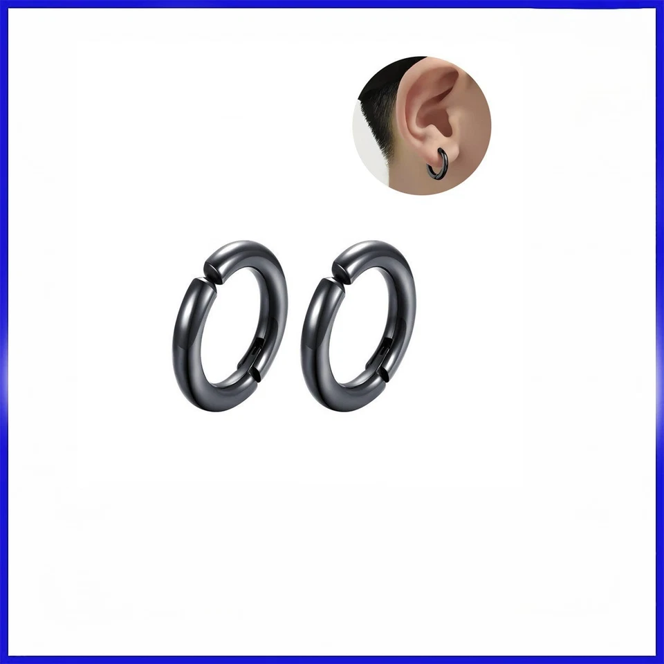 Edelstahl Fake Creolen Ohrclips Klappcreolen ohne Loch 2,5mm ( 8-16mm) Gold Silb - Bild 3 von 4