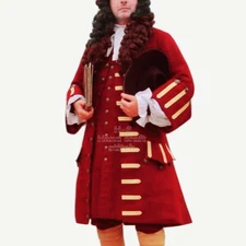 Red Wool Pirate Costome coat Men Frockcoat Captain Hook Custome Steampunk coat