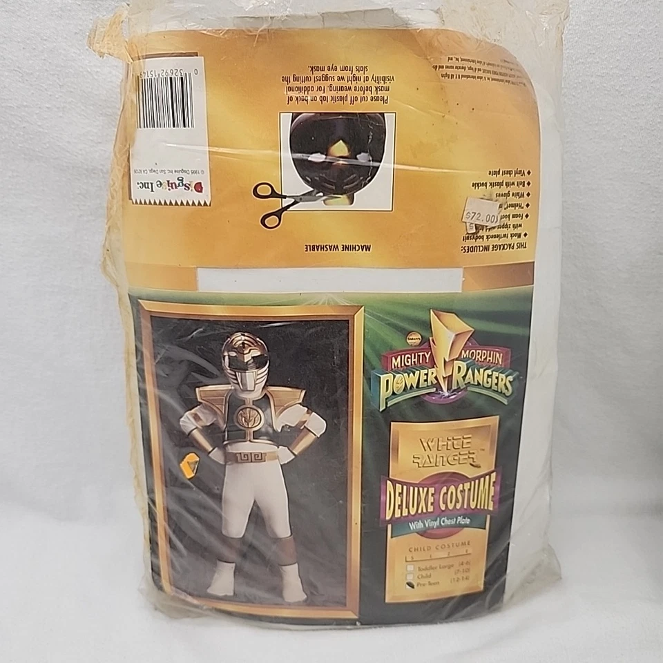 Костюм Power Ranger Deluxe белый детский виниловый сундук размер 10-12 маскировка Inc НОВЫЙ ЧИТАЙТЕ - Изображение 2 из 4