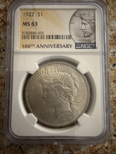 1922 Peace Dollar NGC MS 63 100th Anniversary