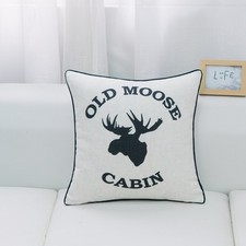 Old Moose Cabin With Moose Head Pillow Cover