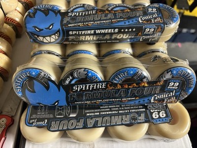 Spitfire Wheels Formula 4 Conical Full White/Blue Wheels - 56mm (Set of 4)