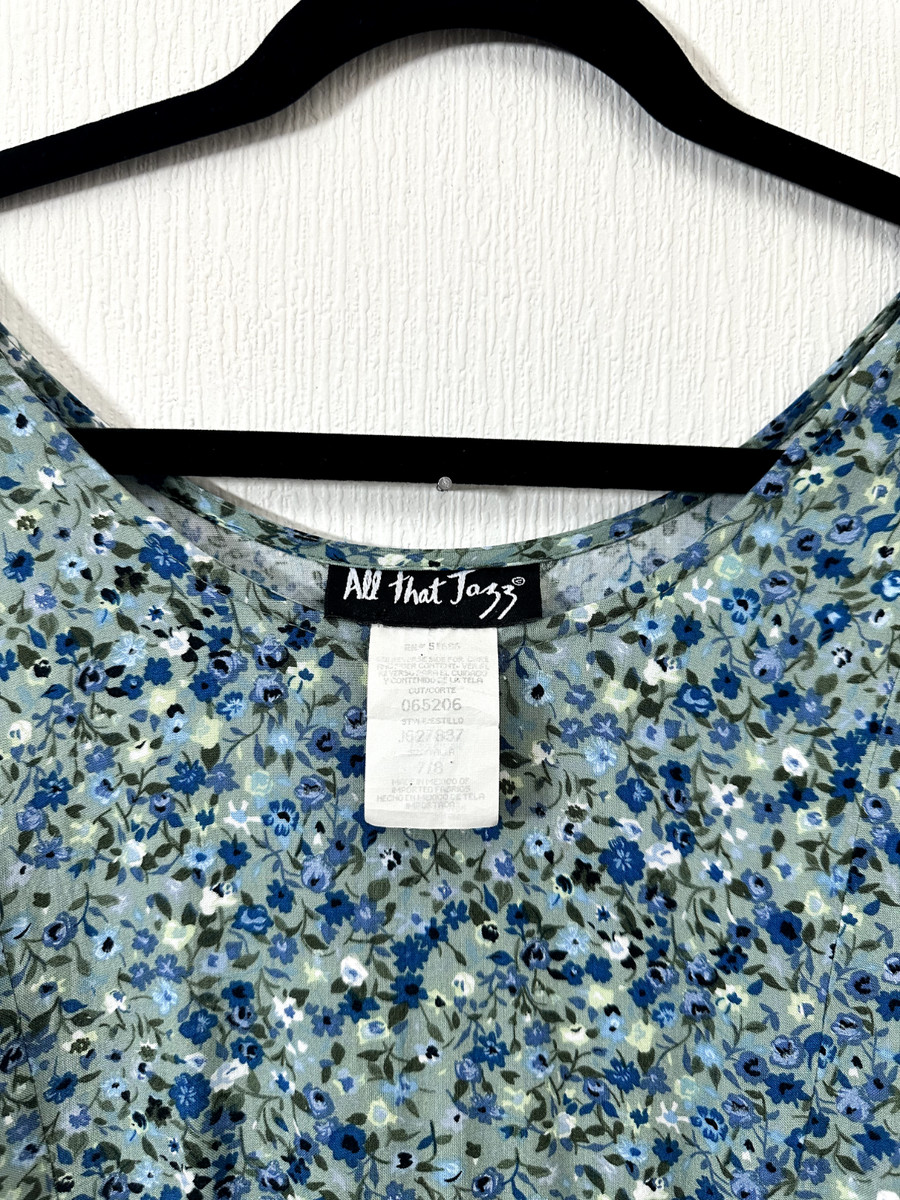 Vintage 1990s All That Jazz Blue Floral Maxi Dress - Rayon, Cap Sleeve, Flowers View 5