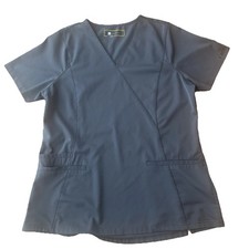 Wonder Wink Small HP Women's V-Neck Scrub Top Light Gray 3 Pocket