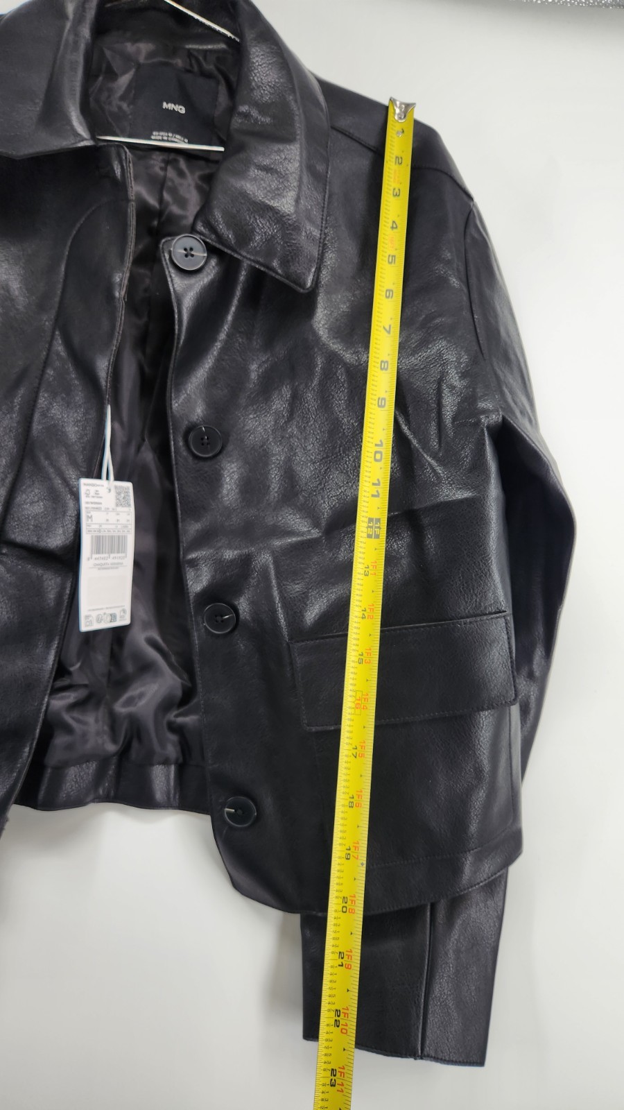 Mango MNG Women's Medium Black Faux Leather Jacket NWT Pockets thumbnail 6