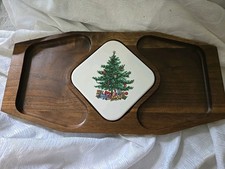 Vintage 1960s Timber Craft Cheese Tray With Reversible Tile