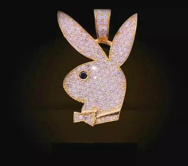 Alternate view of Bunny Pendant 1.50 Round Real Moissanite 14k Yellow Gold Plated 18" Chain