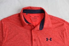 Mens S Small UA Under Armour The Playoff Polo Short Sleeve Red Orange Athletic