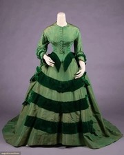 18th Century Victorian Edwardian Green Velvet Day Dress Women Medieval Duchess
