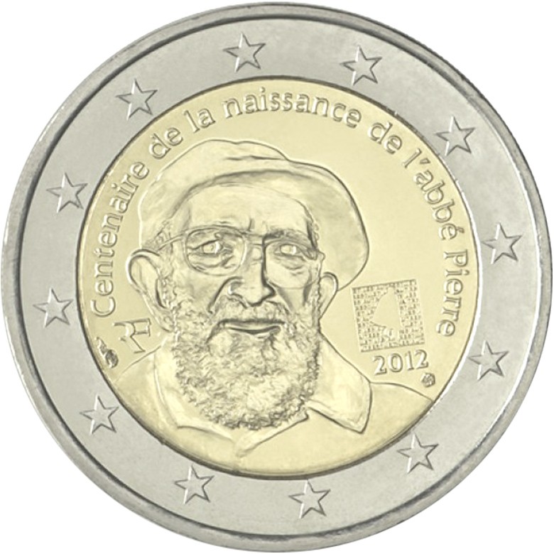 France 2 Euros Commémo. 2012 - Abbé Pierre