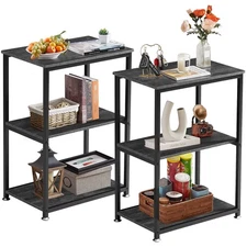 Tall End Side Table,30" Height Nightstand with 3-Tier Storage Shelf for Livin...