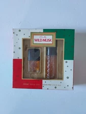 Coty Wild Musk .375 oz Perfume & 1.5 oz Vintage Cologne Spray Red Green Box