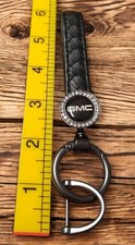 GMC Keychain with Clear Rhinestones Textured Leather Strap - NEW