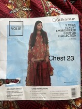 pakistani shalwar kameez stitched Alkaram Chest 23