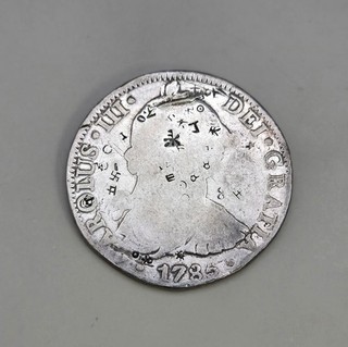 1785 Mo Mexico 8 Reales Chop Marked Charles IV