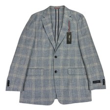 Tommy Hilfiger Mens TH Flex Gene Modern Fit Plaid Sport Coat Light Blue 42L