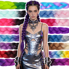 Purple Yaki HAIR Jumbo Braid Rainbow Box Crochet Braiding Hair Extensions 60cm