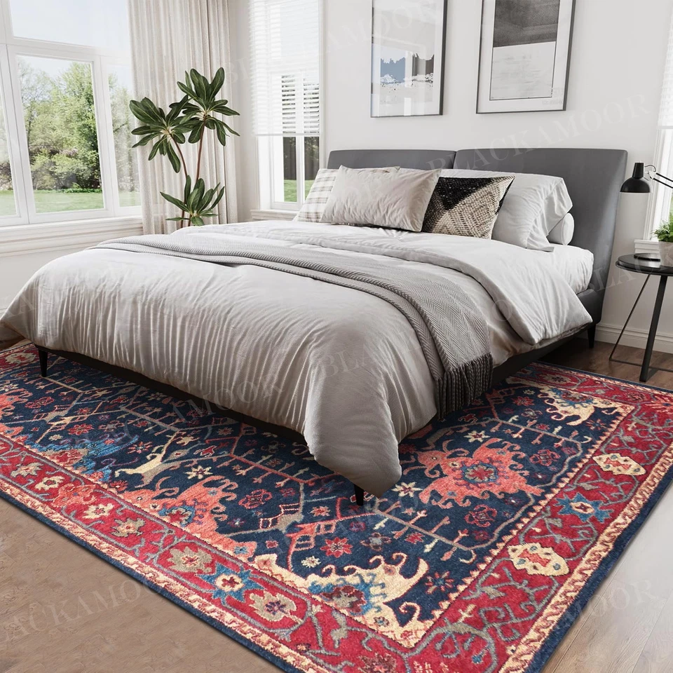 Womenarts Hand-made Wool Tufted Area Rug Traditional Channing Blue - Image 2 of 4