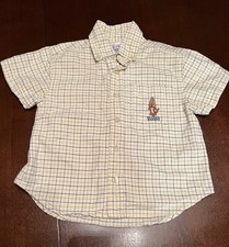Vintage Disney Store Winnie The Pooh Tigger Surf Button Up Plaid Shirt 4T Boy