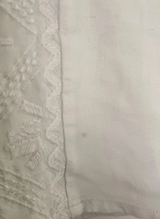 Ladies Linen Mix Pale Green Short Sleeve Patterned Front Top Size 16 - Image 3 of 4