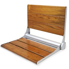 18" ADA Compliant Folding Teak Wood Shower Bench Seat Medical Wall Mount Seat
