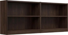 Bush Furniture Universal Small 2 Shelf Bookcase in Black Walnut - Set of 2, Matc