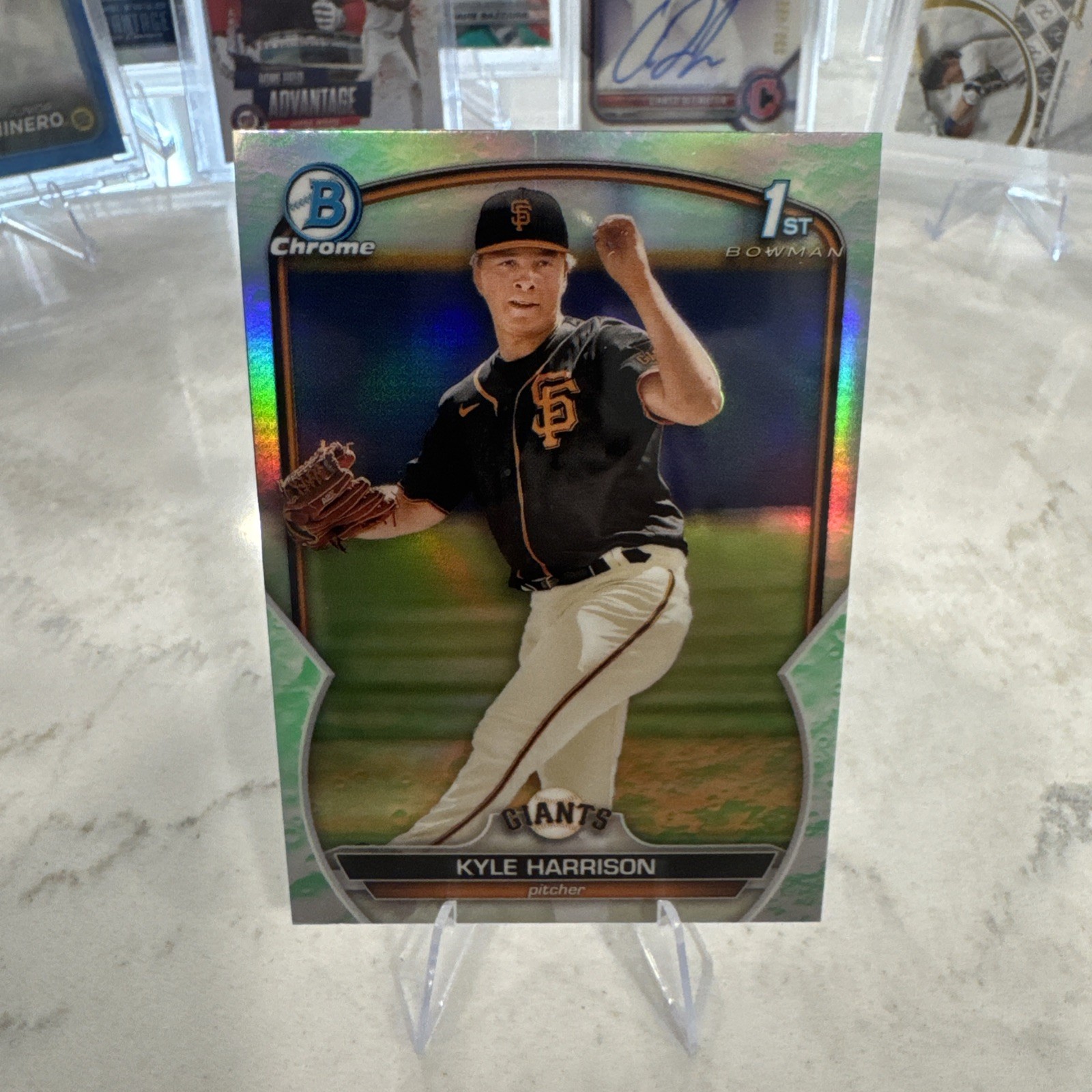 2023 Bowman - Chrome Prospects Kyle Harrison #BCP-93 Lunar Glow Refractor (RC)