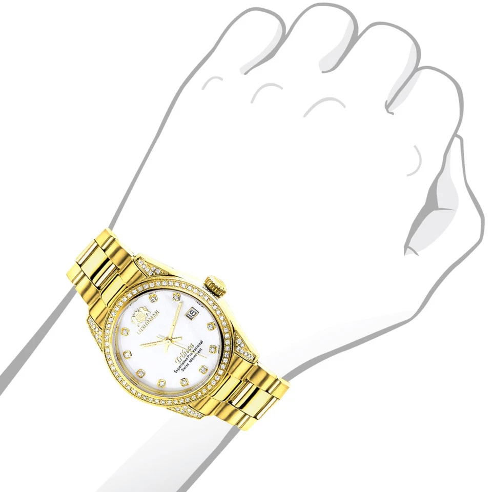 Reloj Mujer Acero Inoxidable Diamante | Luxurman Tribeca 33 mm | Esfera Blanca Foto 4 de 4