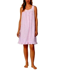 Eileen West Sleeveless Pink Multi 100% Cotton Knit Short Nightgown Chemise XL