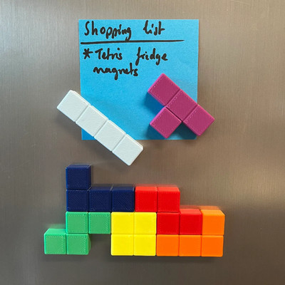 Tetris Kühlschrankmagnet Set - 7 Stück 3D gedruckte Retro Puzzle Blöcke