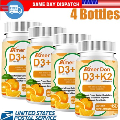 Vitamin D3 5000 IU + K2 MK7 200mcg tablets Immune support strong bones 4 Bottles