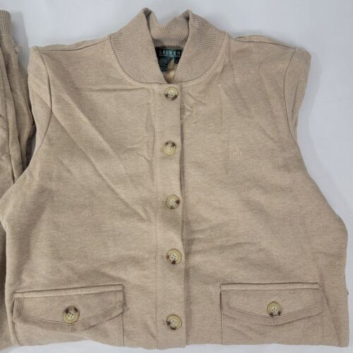 Ralph Lauren Women's OUFIT Long Pants Sleeve Button Down Shirt Beige NEW LARGE - Picture 2 of 14