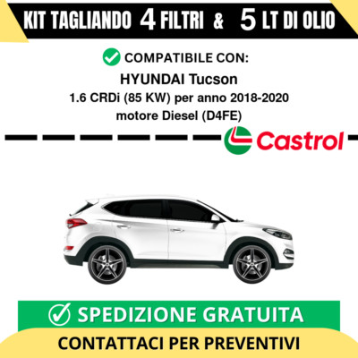 KIT TAGLIANDO HYUNDAI iX35 1.7 CRDI 85KW - 4 FILTRI 5L OLIO CASTROL 5W30