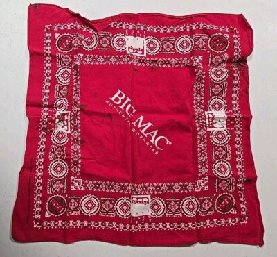 Vintage 19'' square red Big Mac cotton USA bandana/ handkerchief /scarf-AS IS