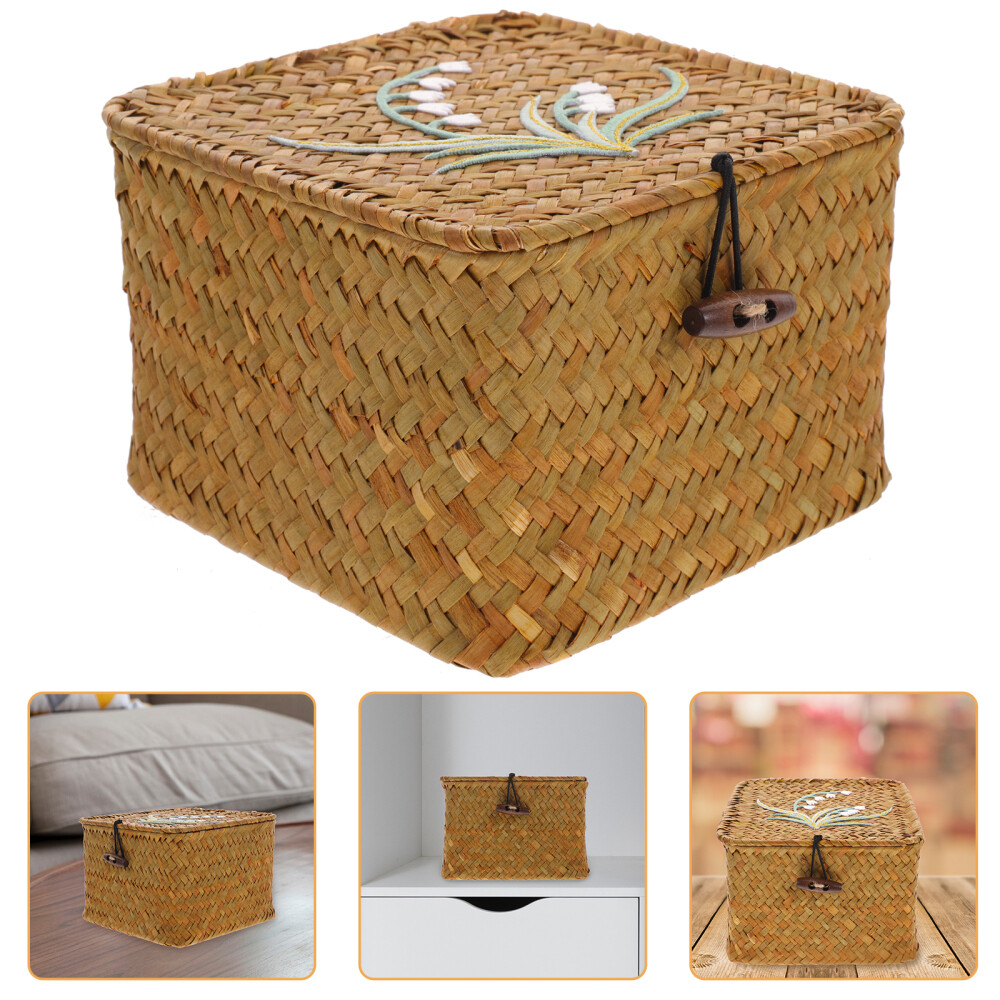 Storage Bins for Toys Hampers Laundry with Lid Empty Rattan Gift Box-image