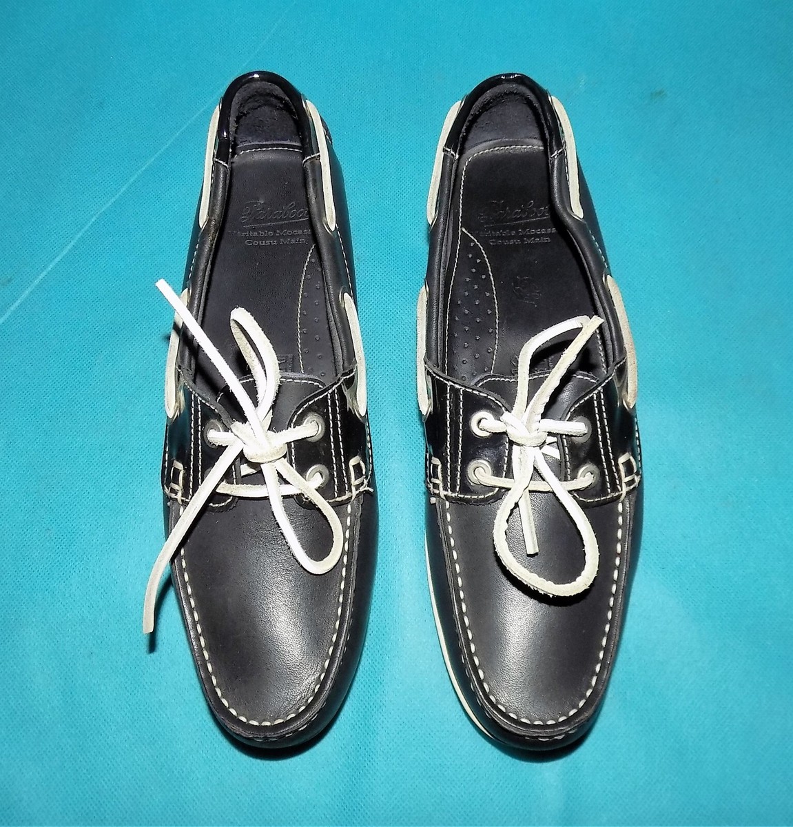 Mocassins Bateau Femme Paraboot – Cuir Bleu Cousu Main – Pointure 38,5 FR – Occasion Bon état
