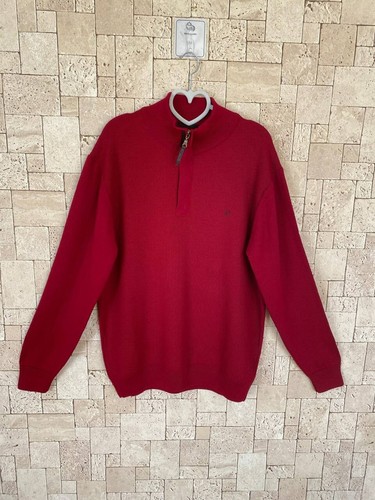 Carolina Herrera Classic Men Red Long-Sleeve Sweater, Size XL, Merino/Acrylic