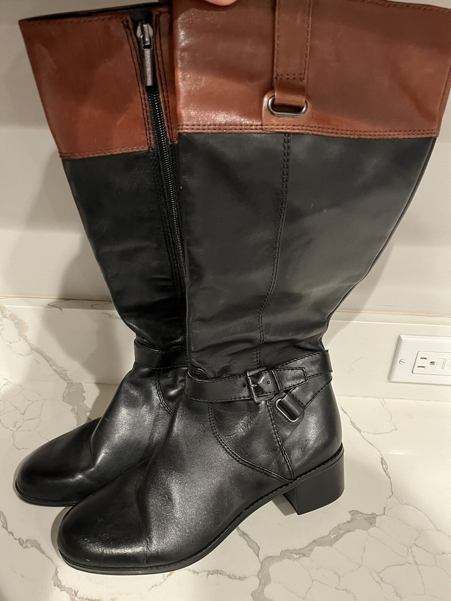 Womens Boots Bandolino Boots Black And Brown Bandolino Womens Black Brown Tall Leather Riding Style Boots