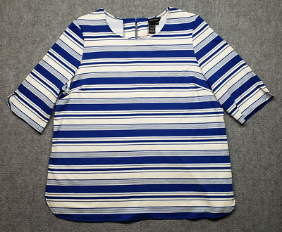Jules & Leopold Blouse Womens 3X Multicolor Striped 3/4 Sleeve Stretch New