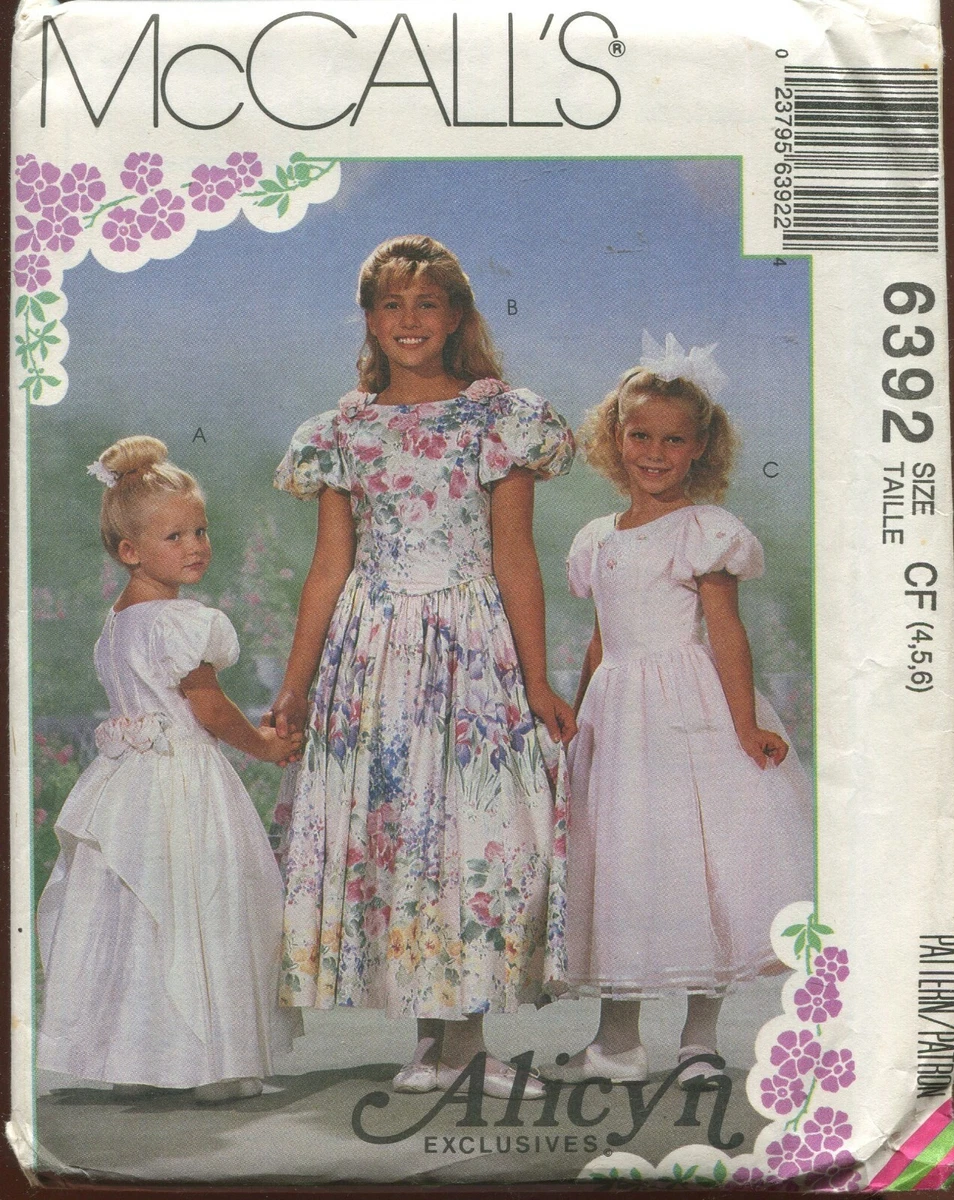 McCall's Pattern 6392 Girls Dress Christening Gown w/Petticoat Sizes 4/5/6  Uncut | eBay