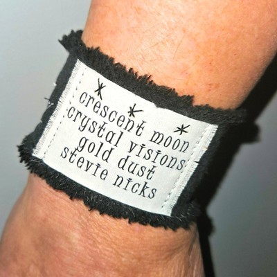 Stevie Nicks Wide Cuff Bracelet Witch Crescent Moon Crystal Visions Gold Dust