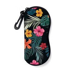Sunglasses Soft Case with Carabiner Ultra Light Neoprene Zipper Palm Leaf