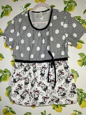 Disney Minnie Mouse Scrub Top Womens Sz M Polka Dot  Gingham Pattern