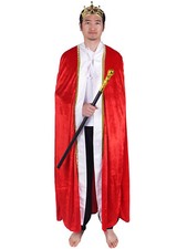 König Kostüm Set mit Umhang, Krone & Zepter | Kaiser Verkleidung | Königsmantel